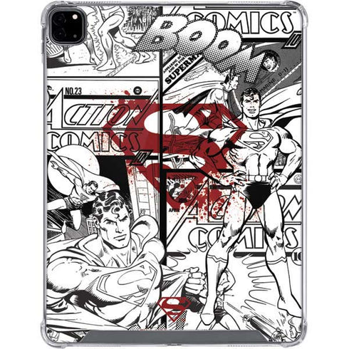 DC Comics Superman Comic Pattern Logo in Red iPad Pro 12.9in (2020) Clear Case